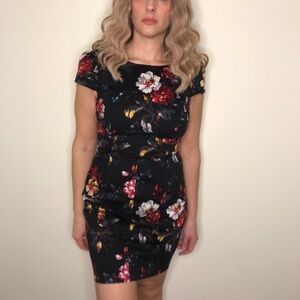 French Connection size US 8
Black & colored flower dress 
Gold back zipper